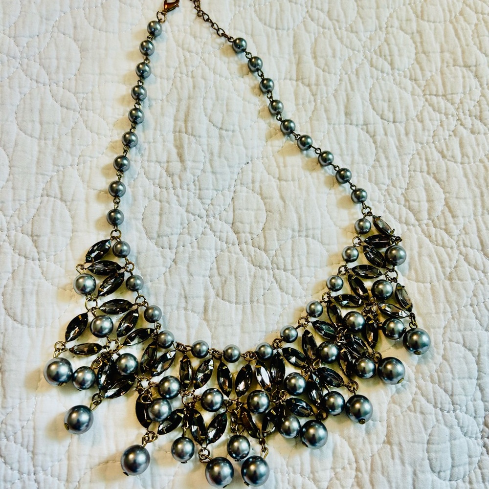 Elegant Silver and Black Statement Necklace